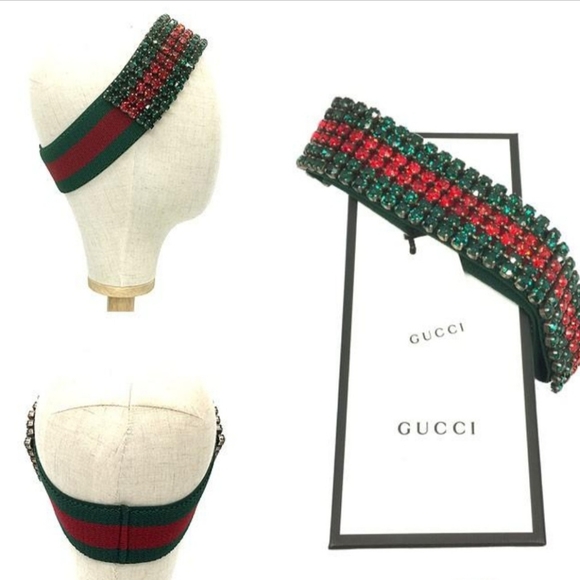 100% Authentic GUCCI Crystal Embellished Web Headband size M - Picture 6 of 6